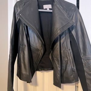 Black Chelsea28 genuine leather moto jacket size L